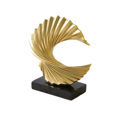 Gold Modern Abstract Art Sculpture luxury Resin living room home decor supplier