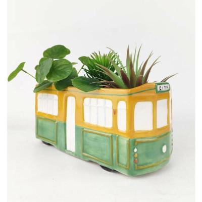 bus car shaped Ceramic Planter Plant Flower Pot picture 2