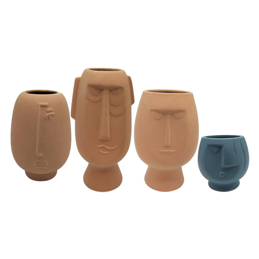 funny garden modern luxury scandinavian nordic human head face shape ceramic porcelain flower vases for home decor