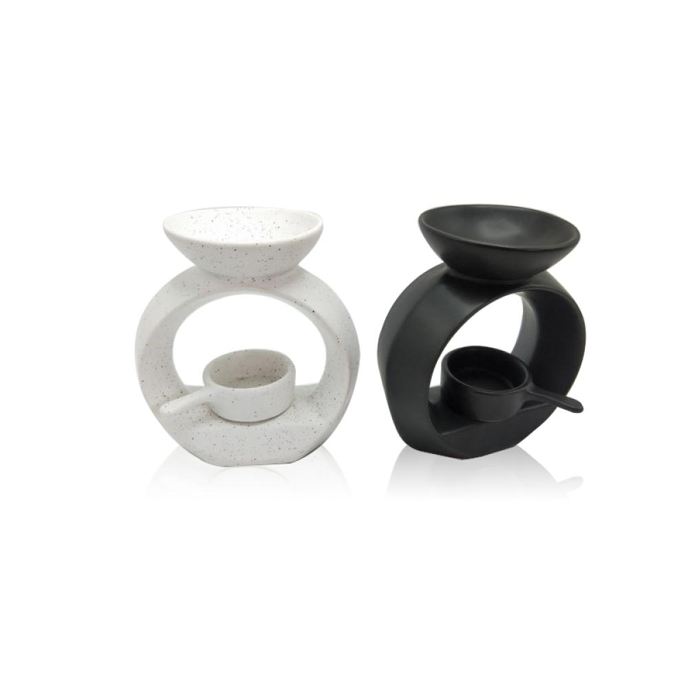 white black round luxury ceramic aroma fragrance oil melt candle scent wax burner for tealight candles