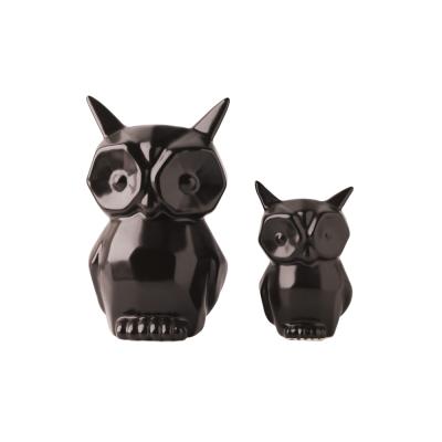 black white ceramic owl figurines statue picture 1