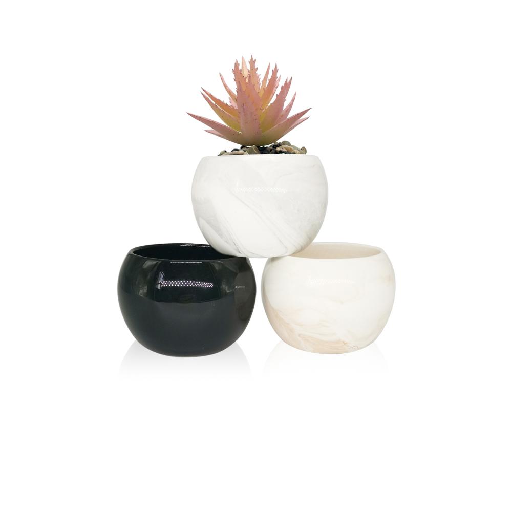 Homebase Marble Ball Ceramic Cactus Succulents Plant Pot