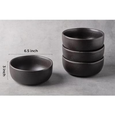 Matte Black White Stoneware Rice Bowl picture 5