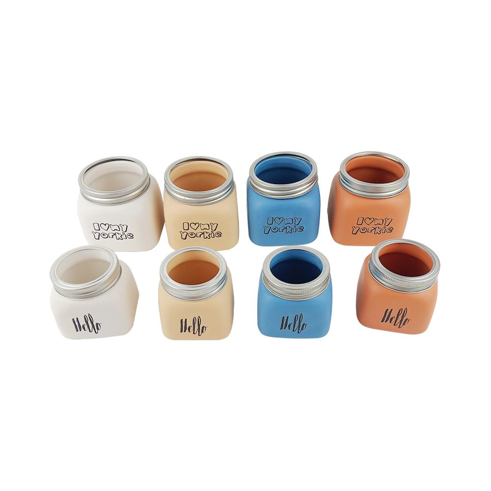 Colorful Empty Geometric Ceramic Mason Candle Jar