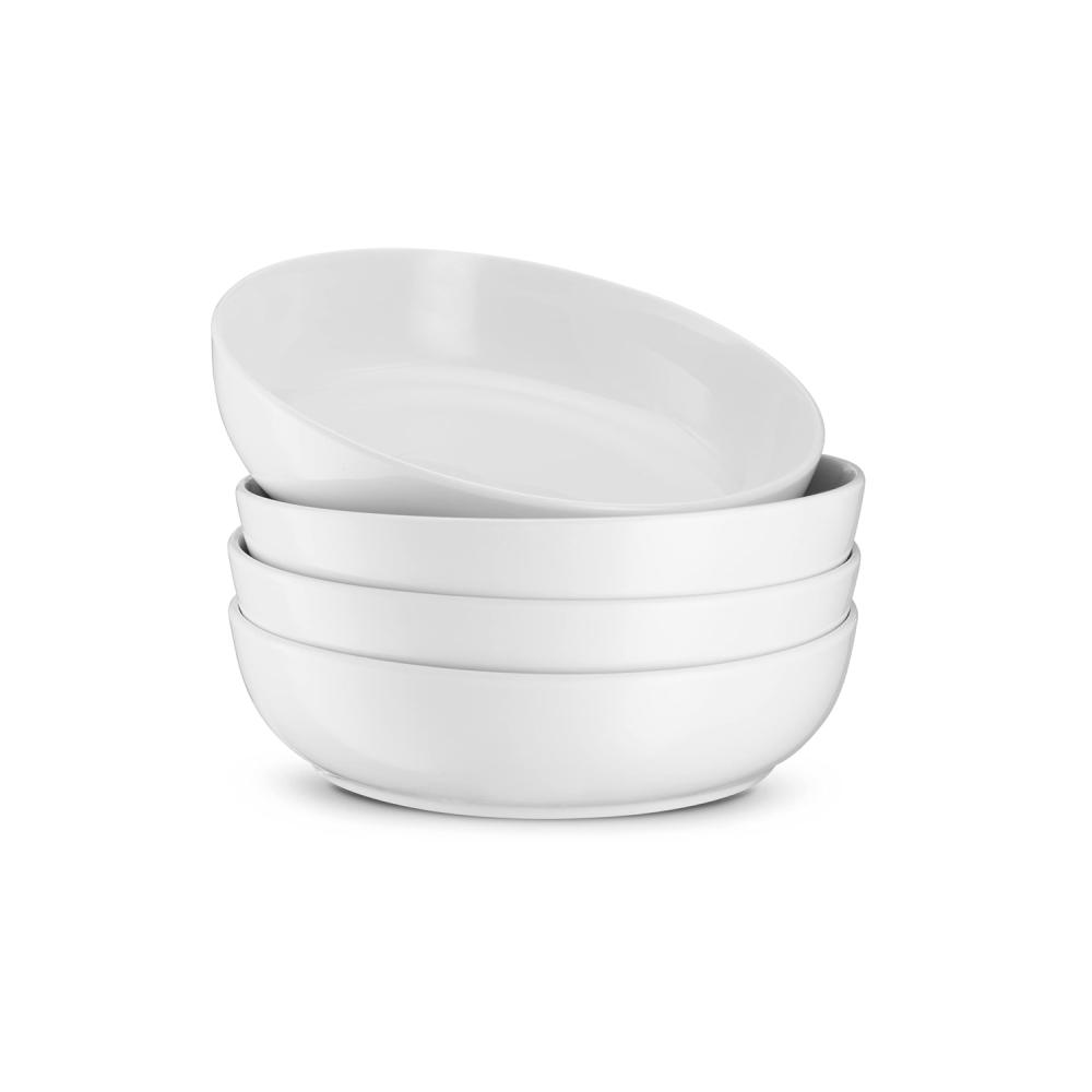 Large White Italian Heath Shallow Low Ceramic Pasta Serving Bowl Set