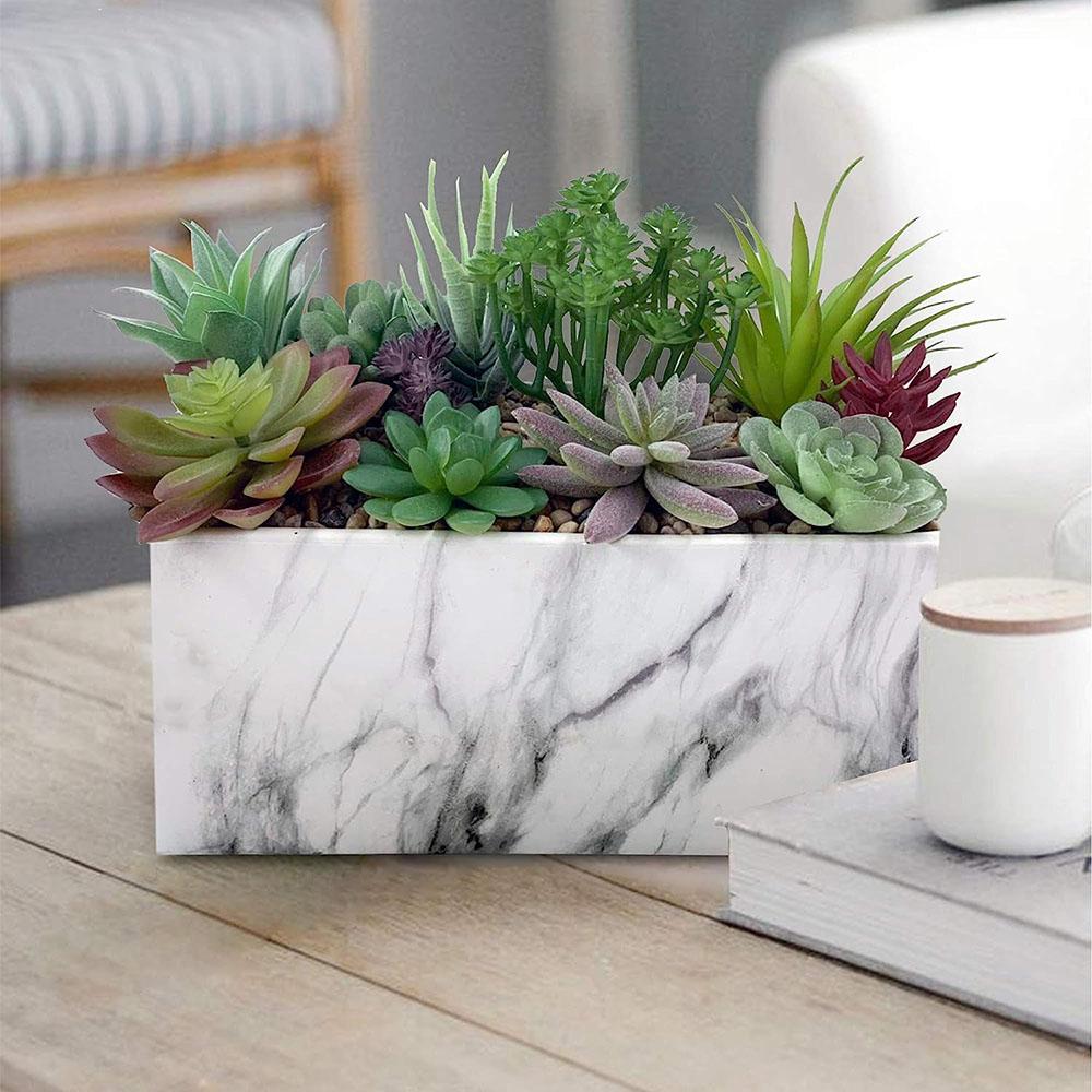 marble ceramic flower artificial planter plant in pot picture 4