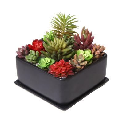 black square outdoor ceramic flower planter plant pot thumbnail
