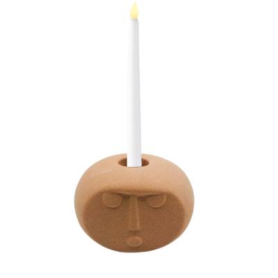 New Custom modern face head shaped reusable souvenir ceramic stand stick candle holders