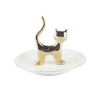 ceramic cat trinket ring jewelry dish holder display thumbnail