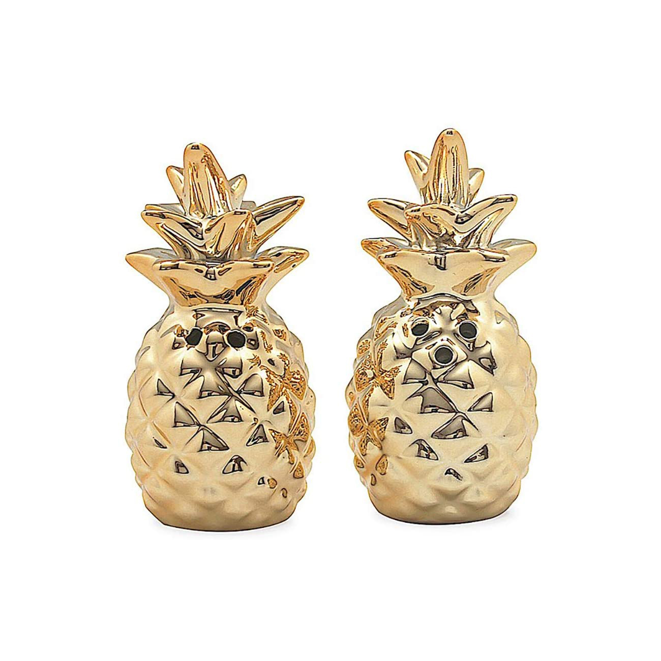 Pineapple Gold Ceramic Salt And Sugar Pepper Shakers