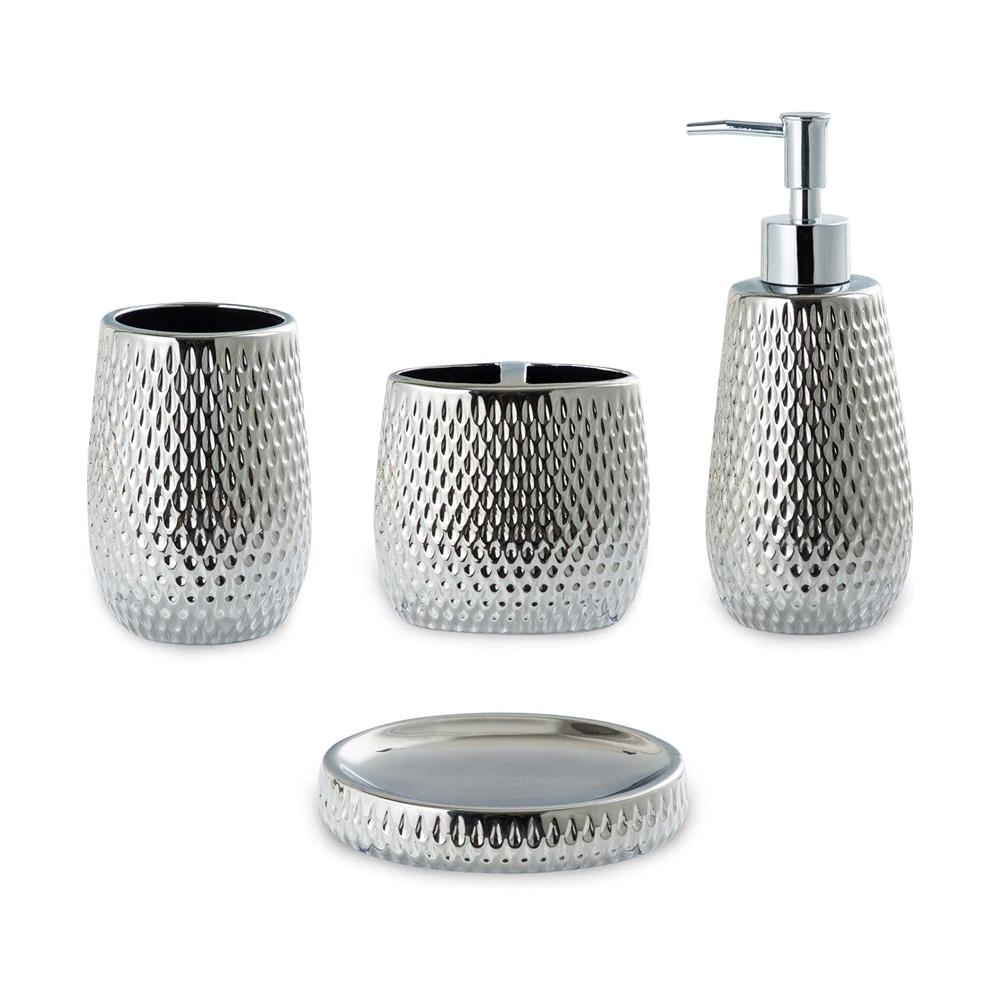 Ceramic Silver Bathroom Accessories Set