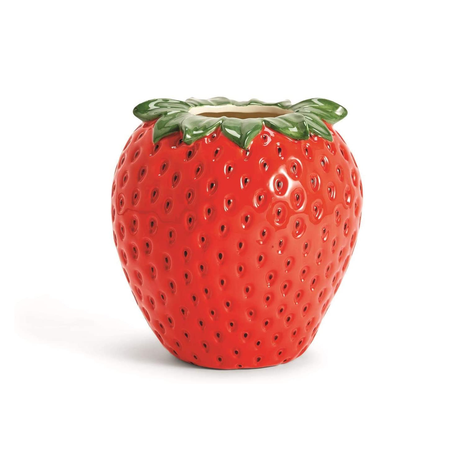 Hand Painted Ceramic Strawberry Shaped Jar