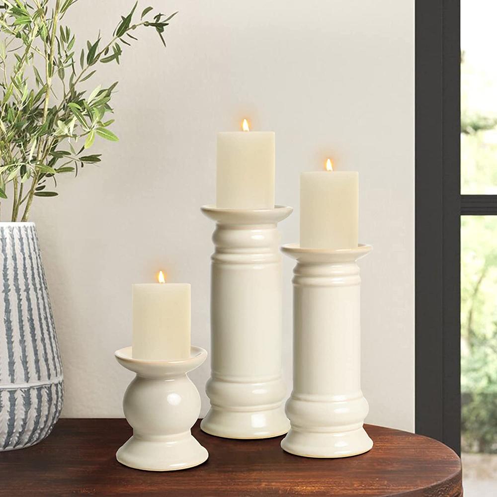 wholesale Custom Ceramic Pillar pedestal stand candle holder picture 3