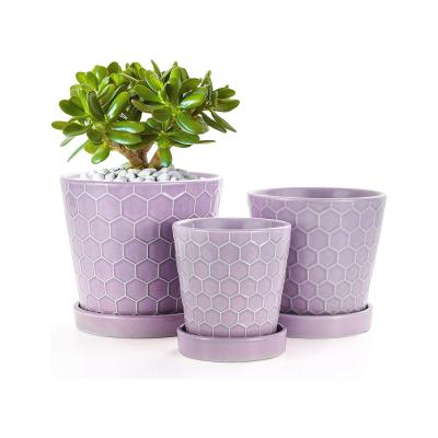 custom shaped wall mounted better Home and Garden purple stoneware ceramic artificial cachepot flower planter plant pot