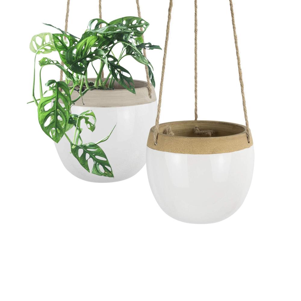 garden vertical wall hanging inverted indoor wicker balcony ceramic flower planter plant pot