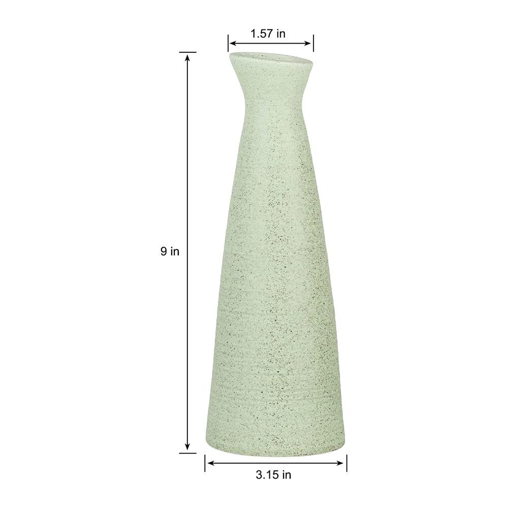 large vintage speckled tall green ceramic flower vase picture 5