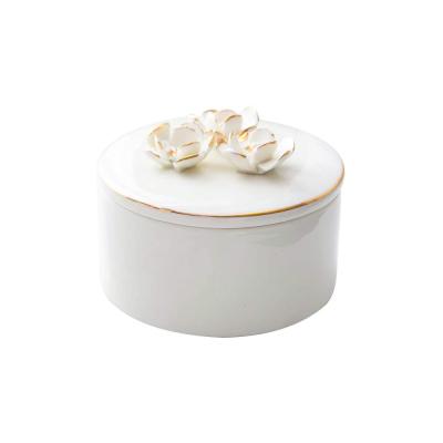 Box with Handmade Gild Edge Ceramic Flower Lid picture 3