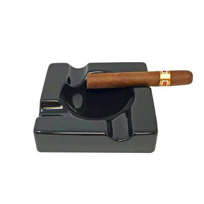 Black Glossy Outdoor Ceramic Cigar Cigarette Ashtrays Ash Tray Cigar Rest for Indoor Patio Home Office