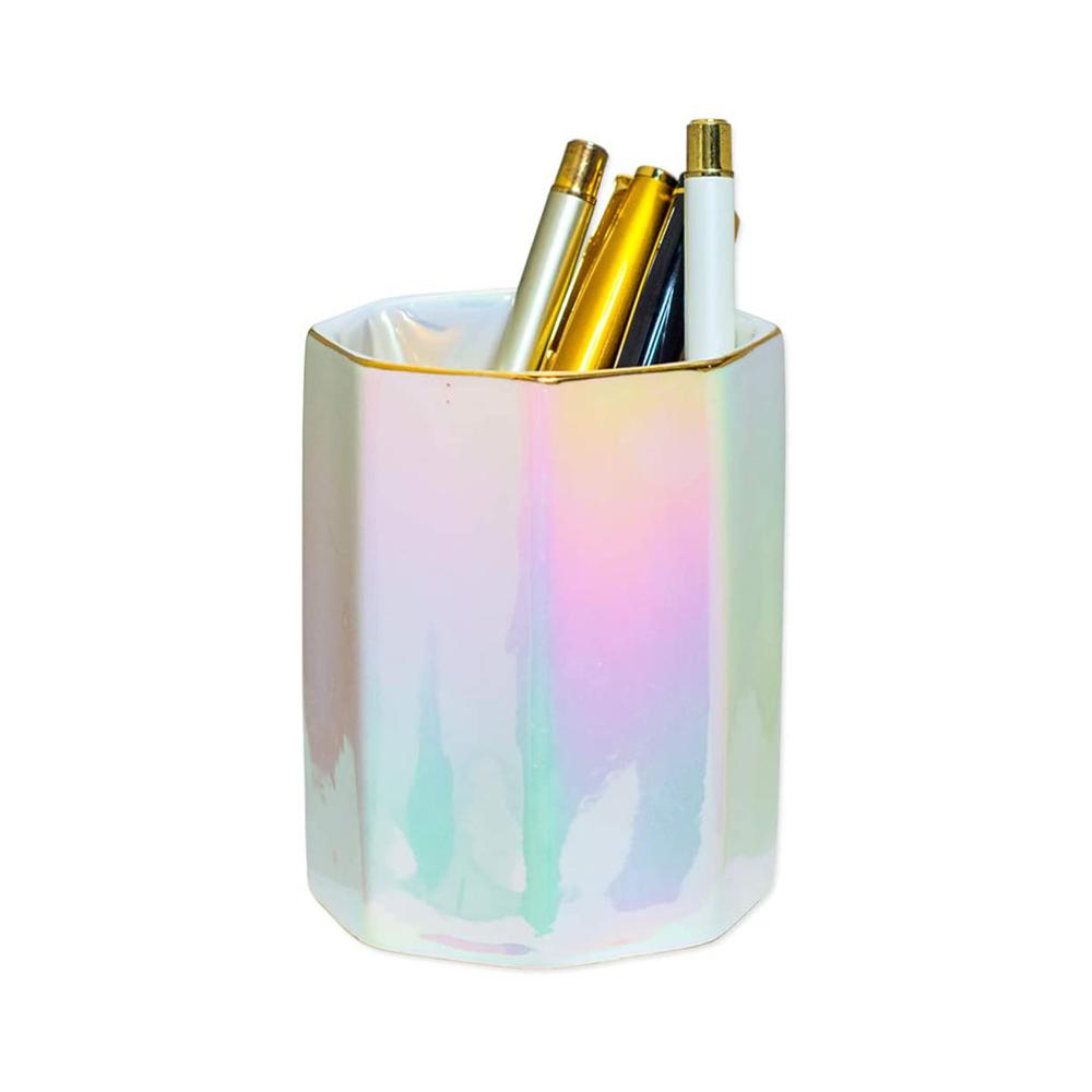 Rainbow colored Ceramic Desk Pen Pencil Cup Pot