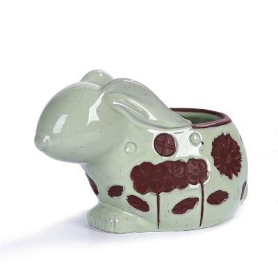 2023 spring Ceramic Easter Bunny Flower Plant Pot thumbnail