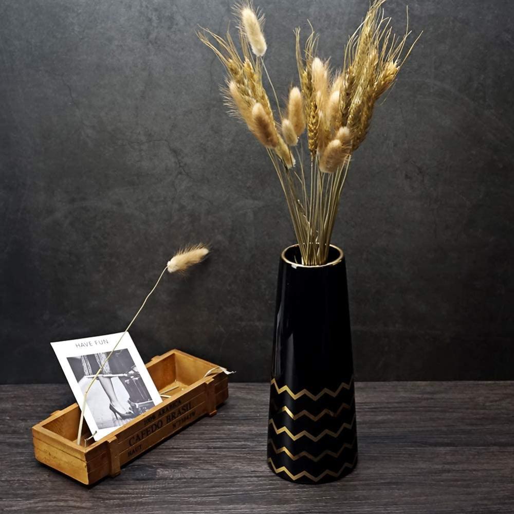 black and gold ceramic flower vase picture 3