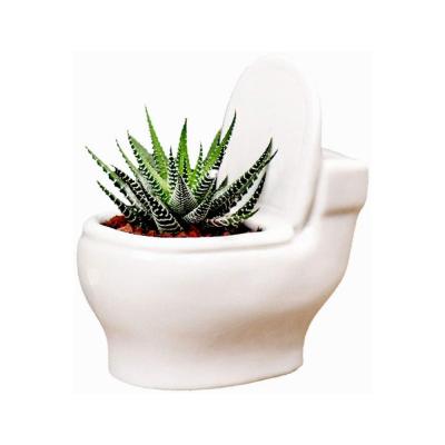 ceramic toilet flower planter plant pot with flower thumbnail