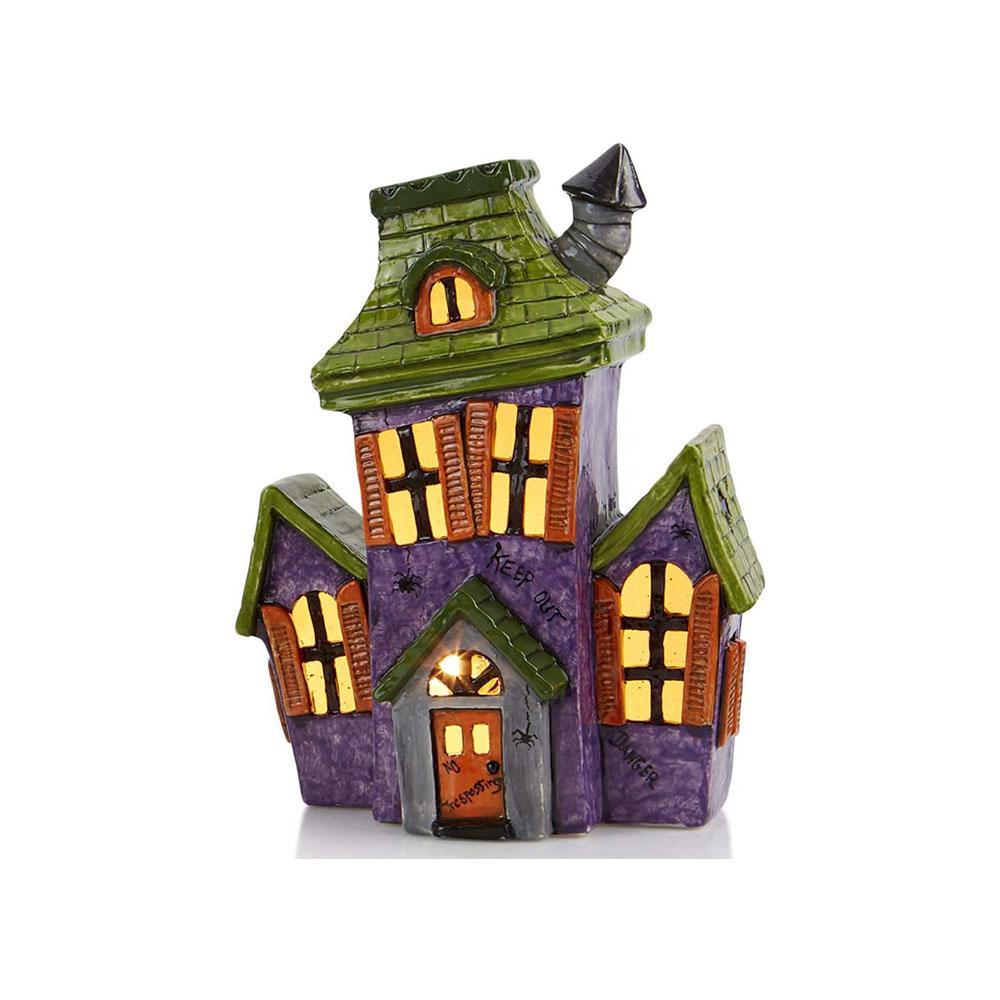 light up Halloween ceramic haunted house to paint picture 2