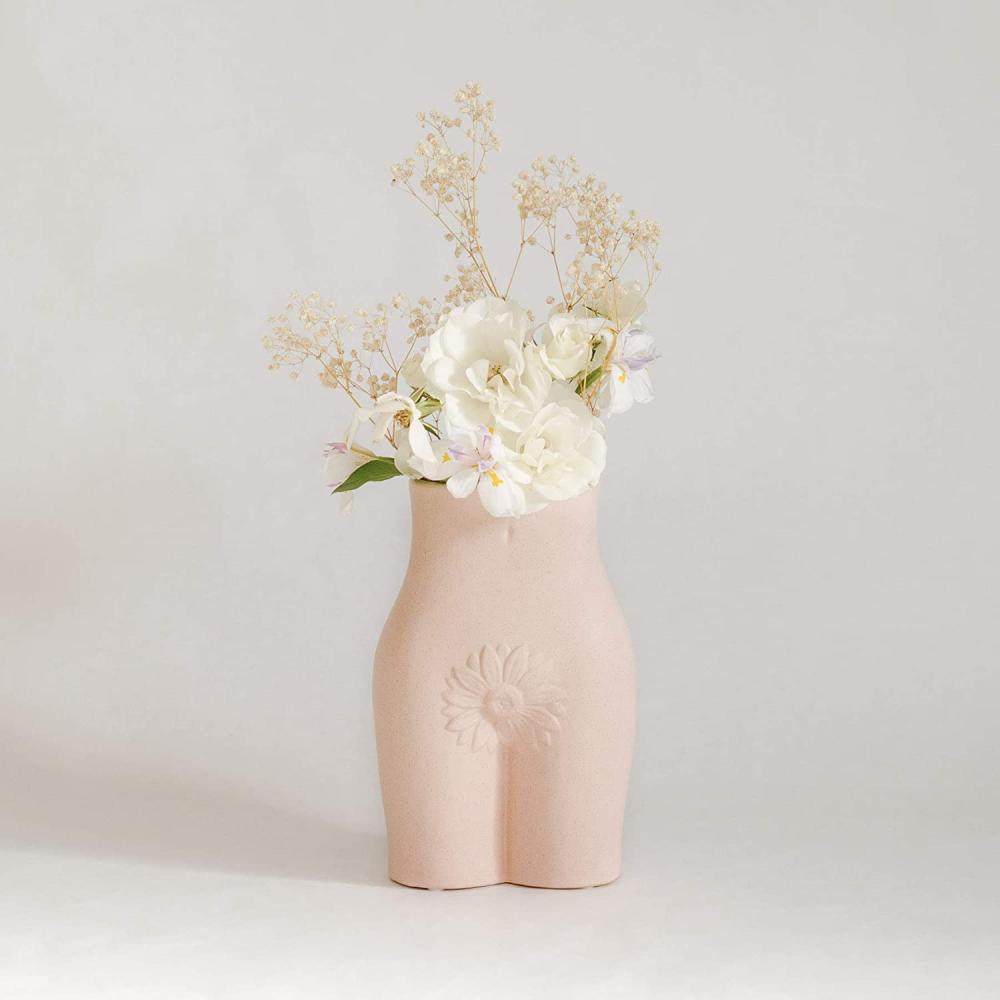 ceramic bottom hip body art lady flower vase picture 2