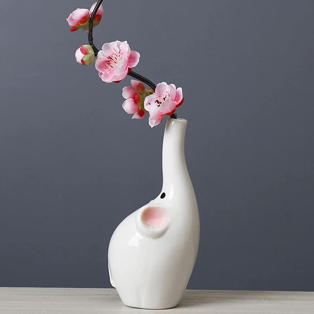 shaped Ceramic Elephant Flower Vase For Home Decor picture 3
