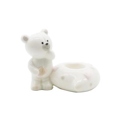 shape teddy bear cartoon ceramic candlestick candle holder thumbnail