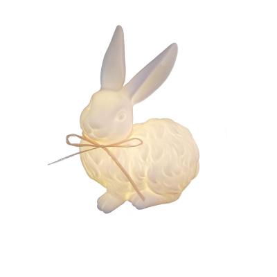 easter rabbit ceramic gift bunny figure supplies for home decoration for easter with led light