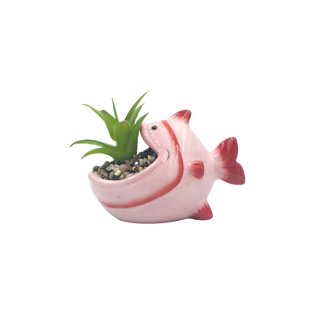 cute cartoon custom animal blue fish shaped ceramic planter succulents plant flower pot