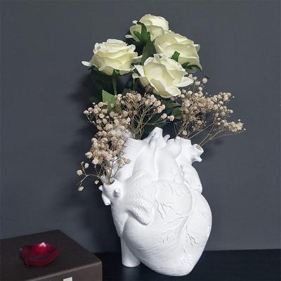 Anatomical White Heart Shaped Ceramic Flower Vase picture 2
