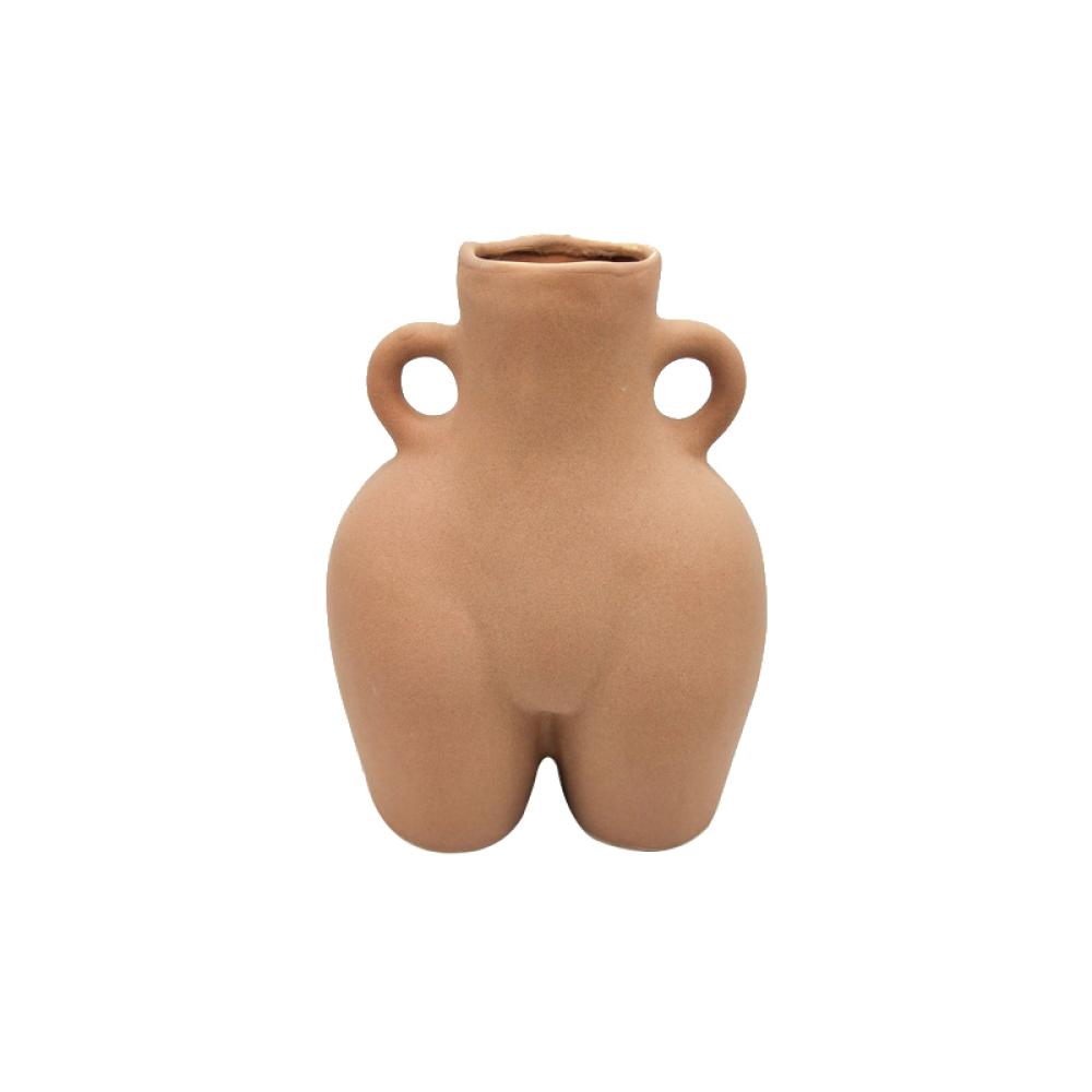 nordic abstract art human torso hip body ass female form bud bust pottery ceramic flower vase for home decor bathroom
