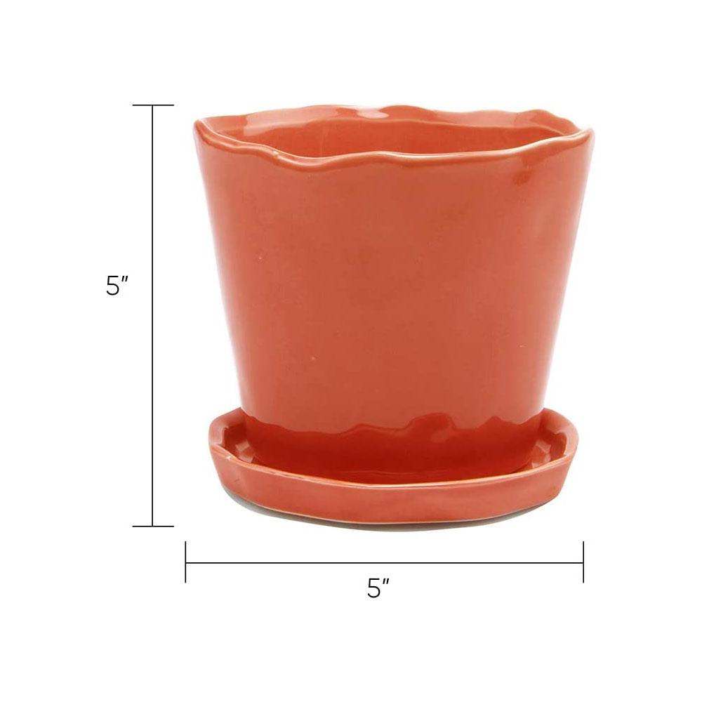 orange flower planter plant pot with pallet saucer picture 3