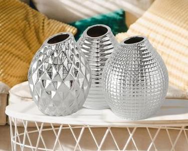Diamant Keramik Blume Silber Vase