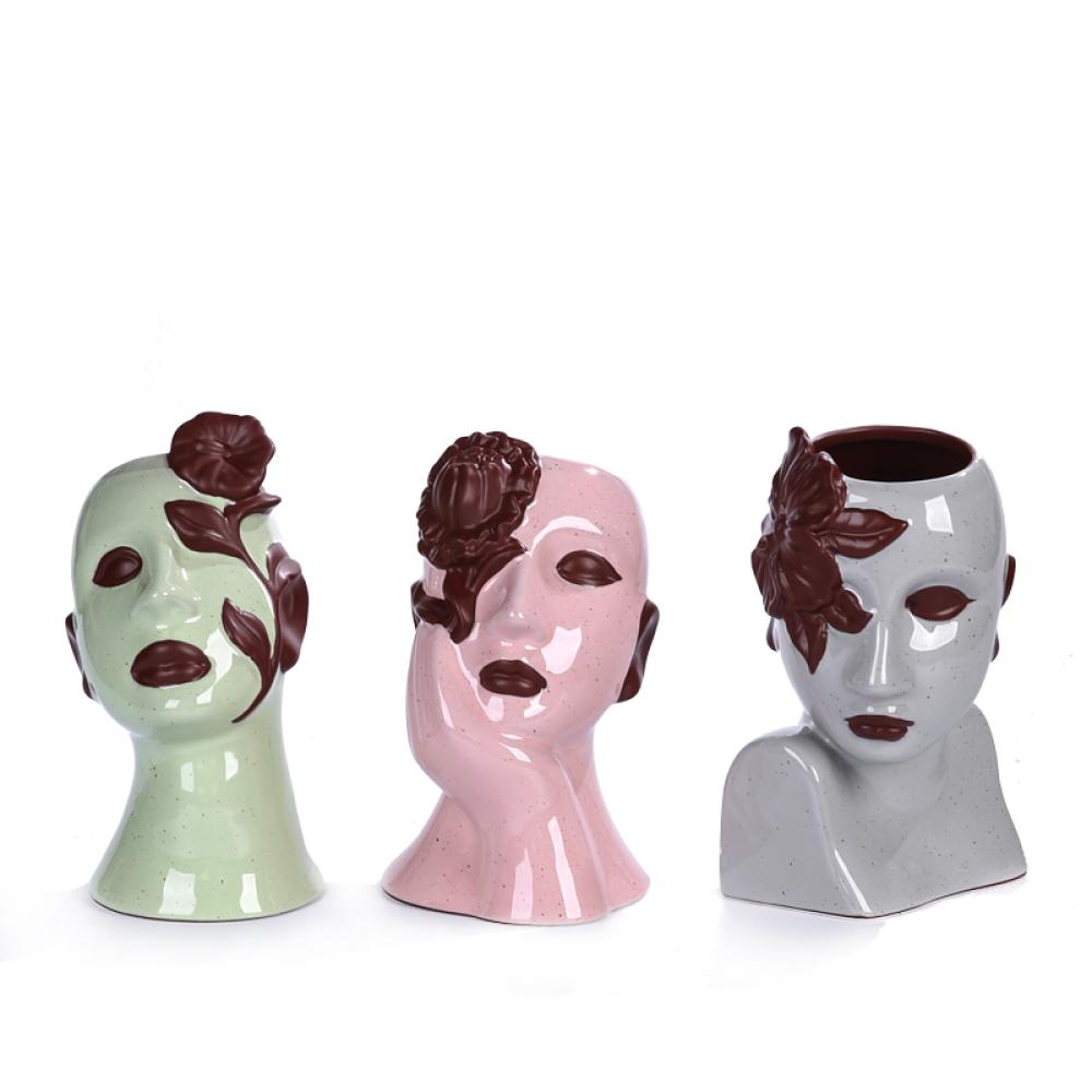 2023 Spring Ceramic Women Face Head Flower Vase