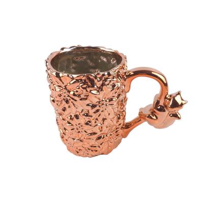 Factory custom electroplate ceramic coffee rose gold mug picture 1