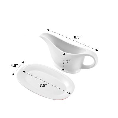 White Ceramic Gravy Boat With Tray picture 3