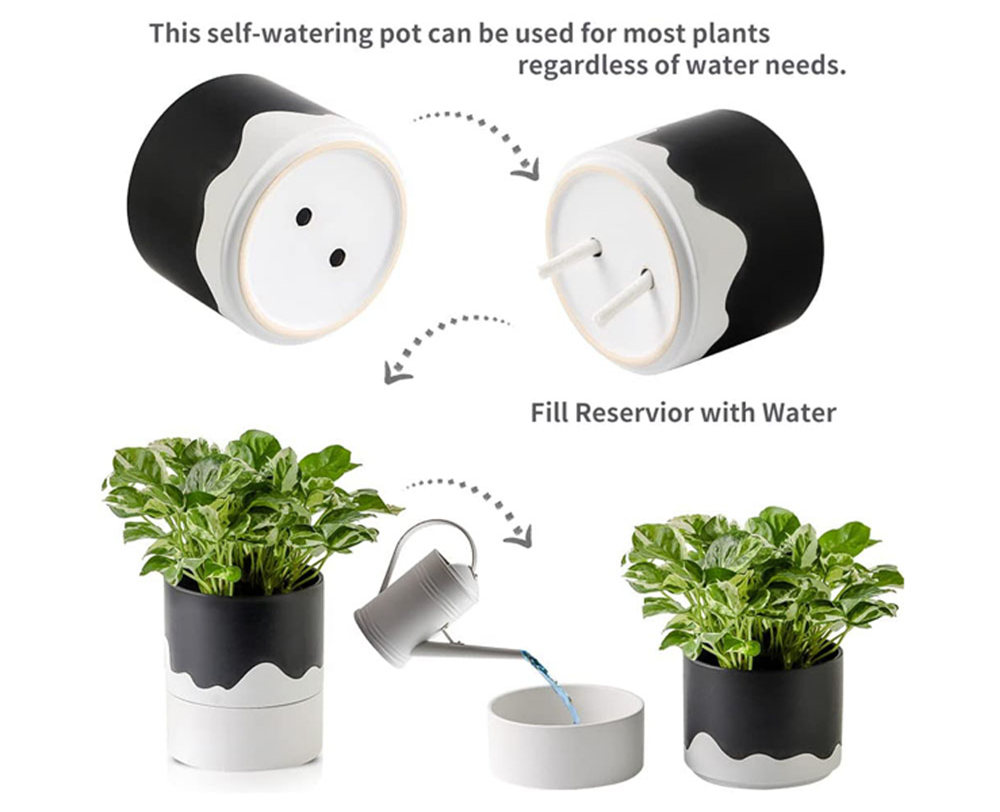 Double-Layer Self-watering Ceramic Plant Pot
