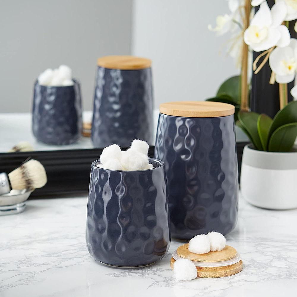 kitchen blue ceramic canister storage jars picture 4