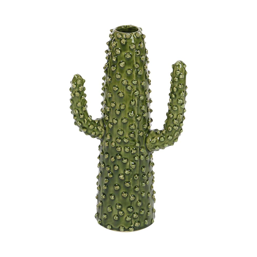 green ceramic cactus shaped vase