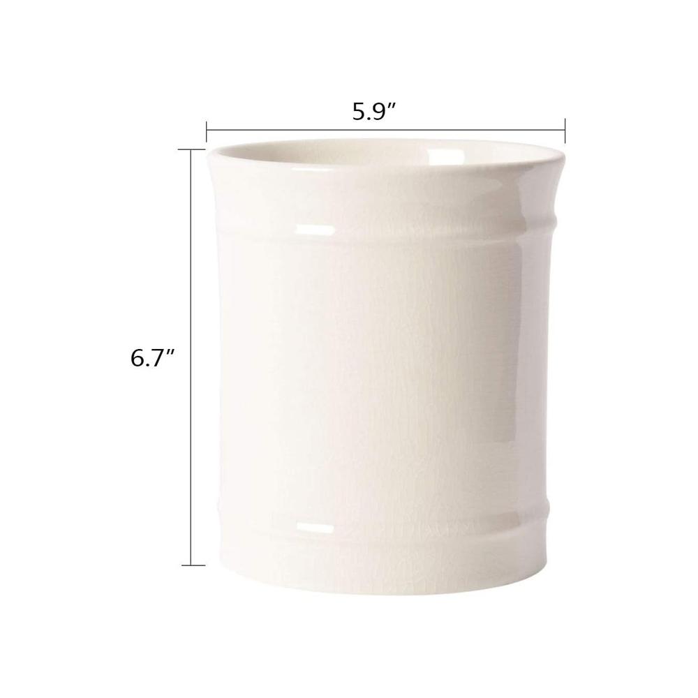White Ceramic Stoneware Kitchen Utensil Crock Holder picture 2
