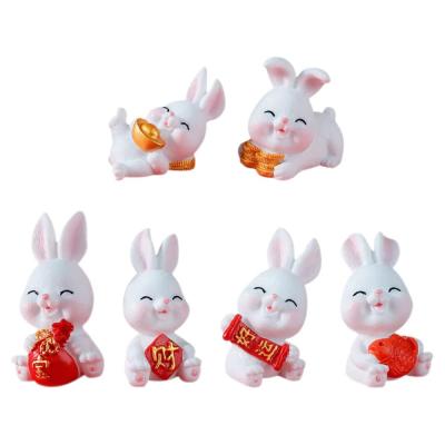 chinese new year resin art craft rabbit figurine picture 1