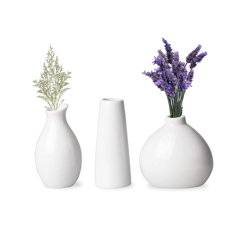 White Small Dining Table Ceramic Flower Vase Decor