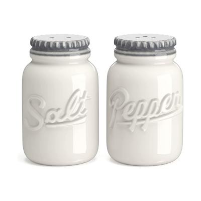 White unique Ceramic vintage salt and pepper shakers thumbnail