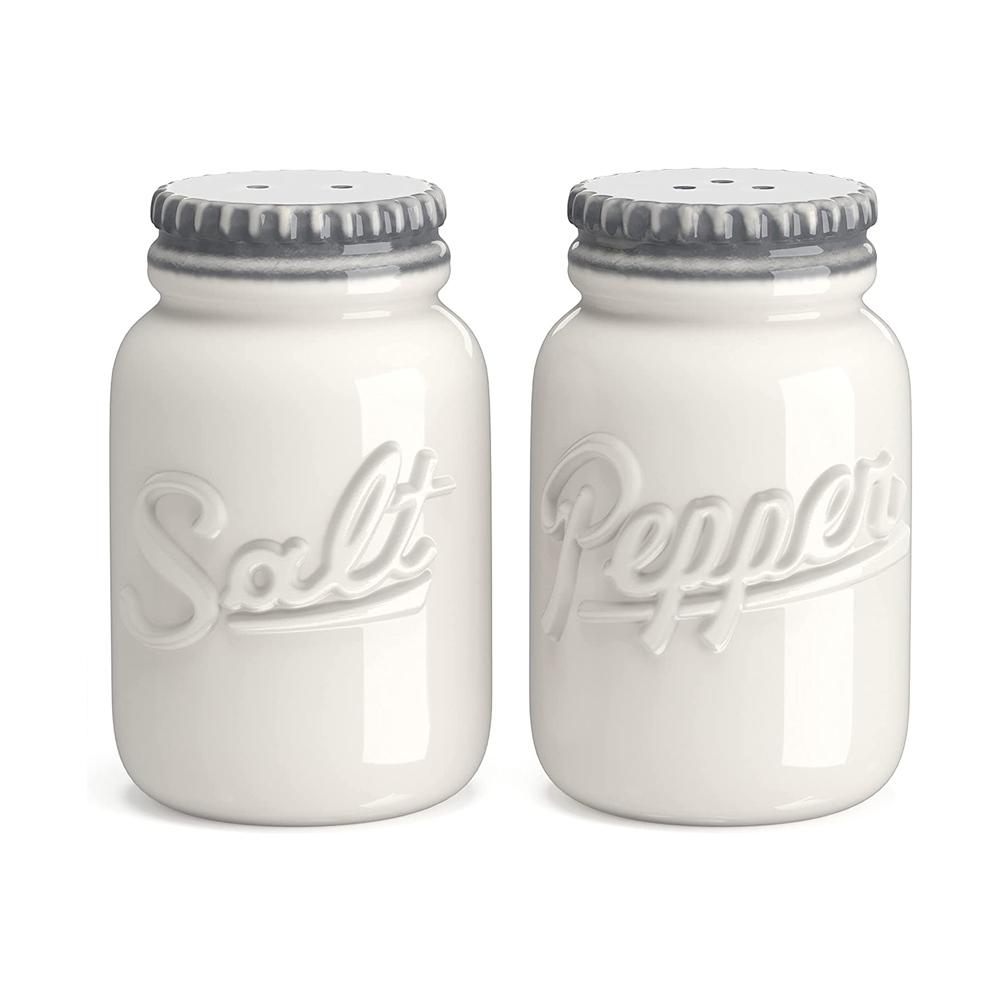 White unique Ceramic vintage salt and pepper shakers picture 1