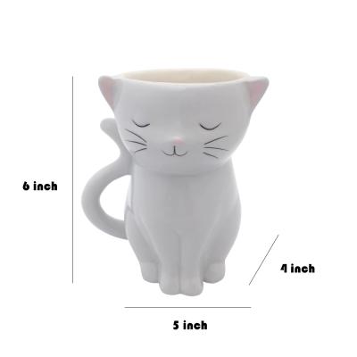 cute cartoon animal ceramic cat shaped flower vase picture 2