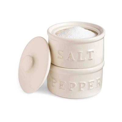 Kitchen White Ceramic salt and pepper Cellar pots thumbnail