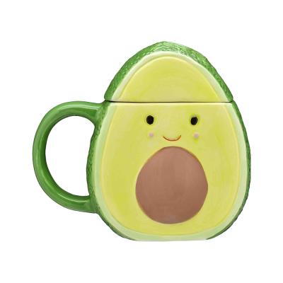 Imagined Ceramic Avocado Coffee Mug With Lid picture 2